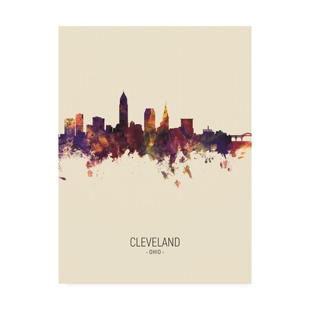 Trademark Fine Art Michael Tompsett 'Cleveland Ohio Skyline Portrait III' Canvas Art, 35x47 MT02889-C3547GG